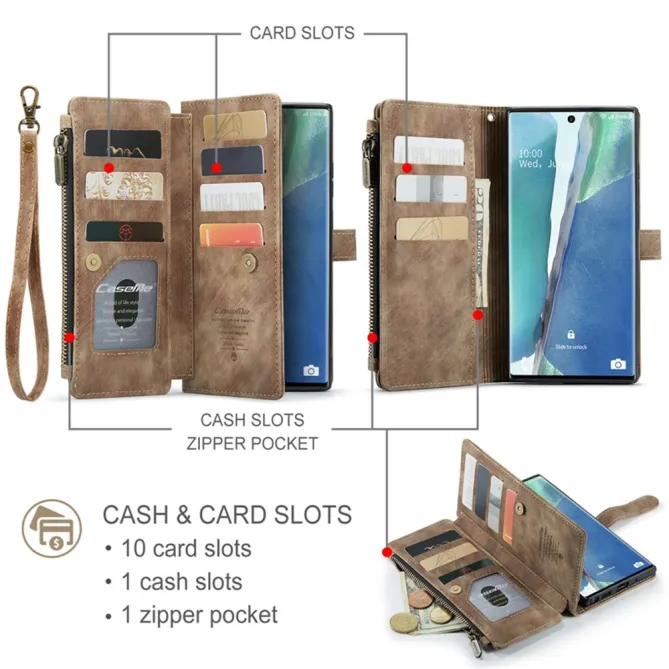 Étui Portefeuille Samsung Galaxy Note 20 Ultra C30 Zip et Multi Rangements