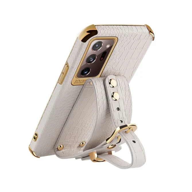 Coque Samsung Galaxy Note 20 Ultra Effet Croco avec Sangle Poignet