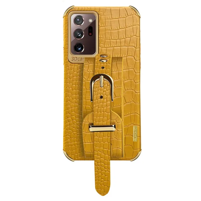 Coque Samsung Galaxy Note 20 Ultra Effet Croco avec Sangle Poignet