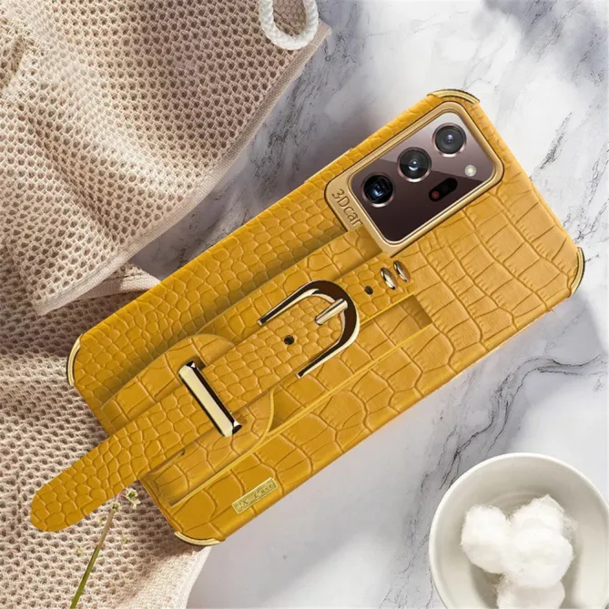 Coque Samsung Galaxy Note 20 Ultra Effet Croco avec Sangle Poignet