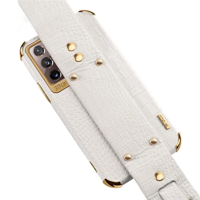 Coque Samsung Galaxy Note 20 Ultra Effet Croco avec Sangle Poignet