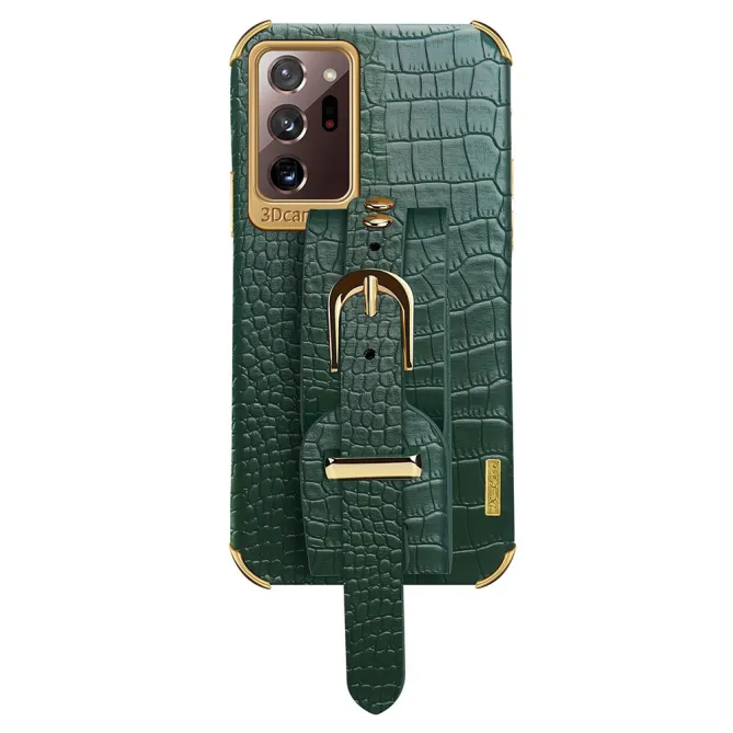 Coque Samsung Galaxy Note 20 Ultra Effet Croco avec Sangle Poignet