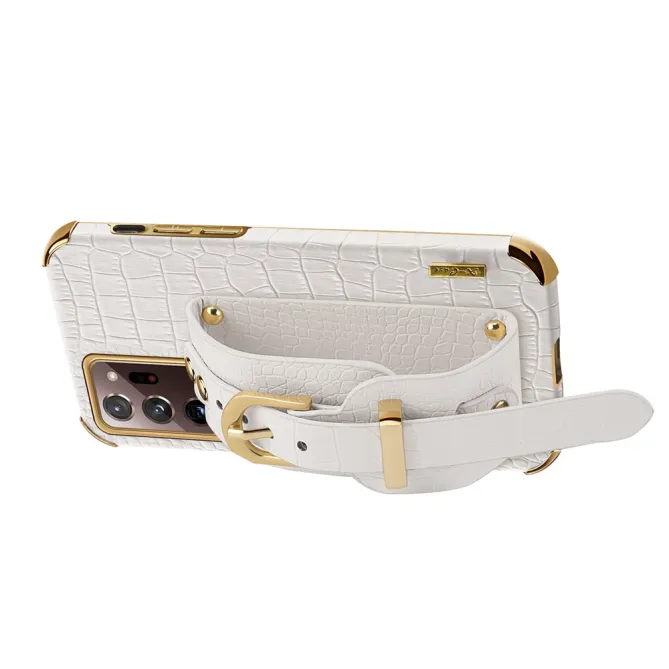 Coque Samsung Galaxy Note 20 Ultra Effet Croco avec Sangle Poignet