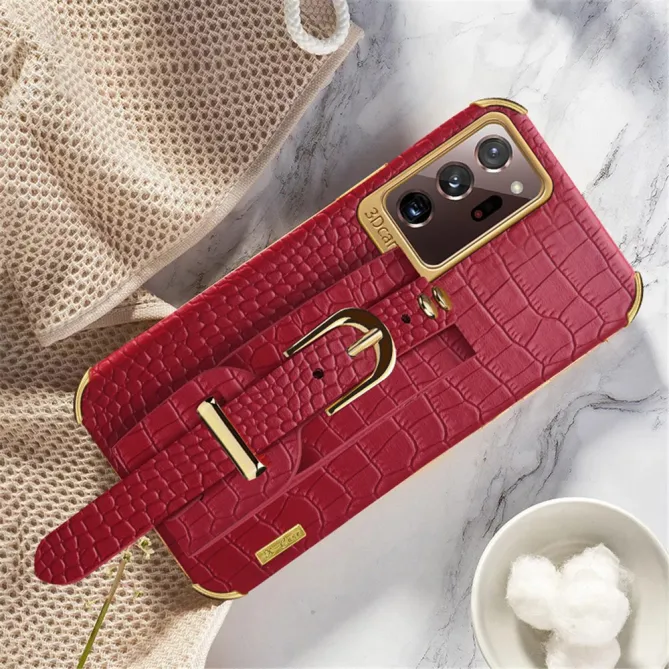 Coque Samsung Galaxy Note 20 Ultra Effet Croco avec Sangle Poignet
