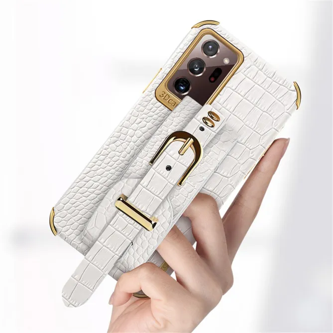 Coque Samsung Galaxy Note 20 Ultra Effet Croco avec Sangle Poignet