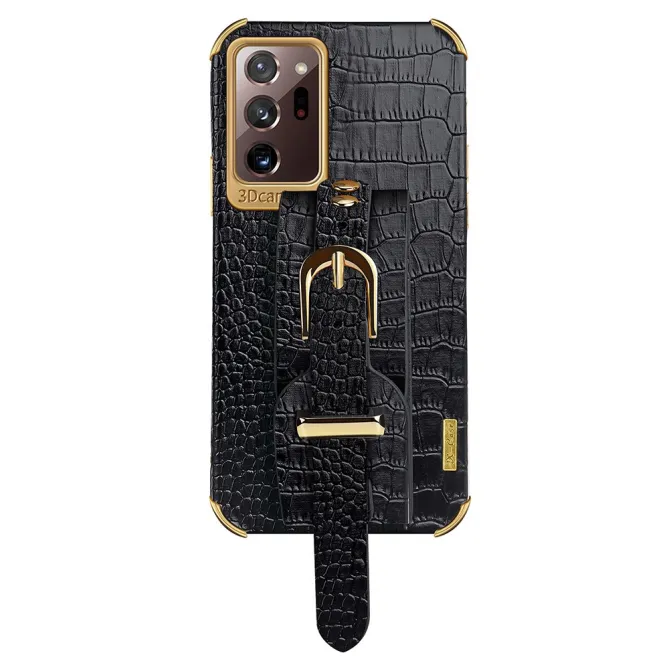 Coque Samsung Galaxy Note 20 Ultra Effet Croco avec Sangle Poignet
