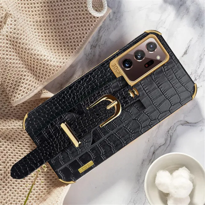 Coque Samsung Galaxy Note 20 Ultra Effet Croco avec Sangle Poignet