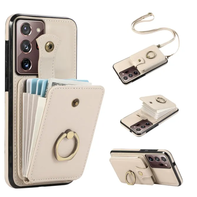 Coque Samsung Galaxy Note 20 Ultra Porte-Cartes Accordéon avec Bague Support