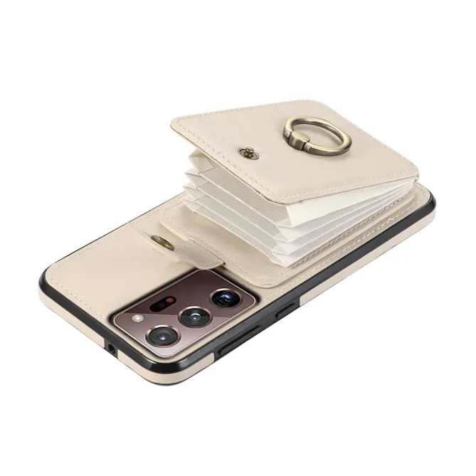 Coque Samsung Galaxy Note 20 Ultra Porte-Cartes Accordéon avec Bague Support