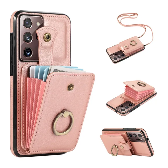 Coque Samsung Galaxy Note 20 Ultra Porte-Cartes Accordéon avec Bague Support