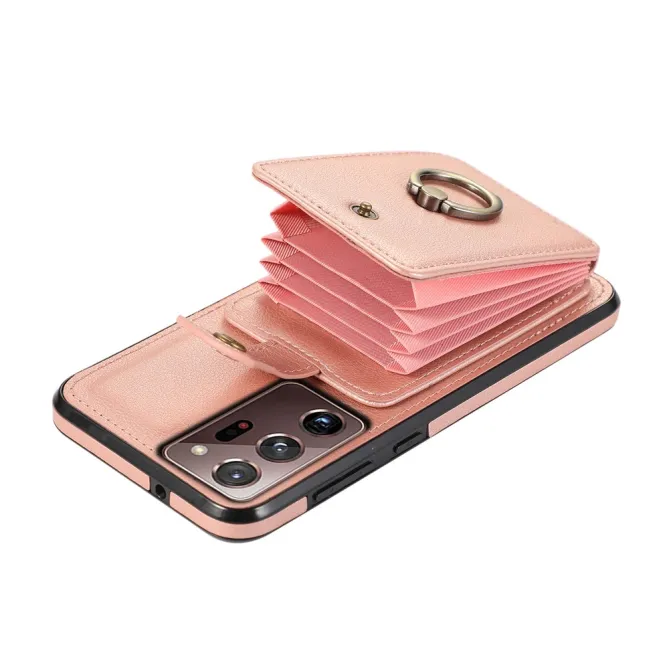 Coque Samsung Galaxy Note 20 Ultra Porte-Cartes Accordéon avec Bague Support