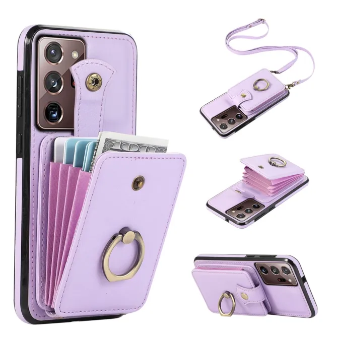 Coque Samsung Galaxy Note 20 Ultra Porte-Cartes Accordéon avec Bague Support