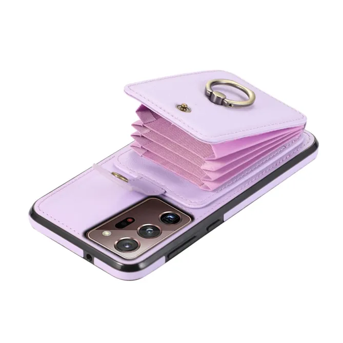 Coque Samsung Galaxy Note 20 Ultra Porte-Cartes Accordéon avec Bague Support