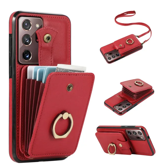 Coque Samsung Galaxy Note 20 Ultra Porte-Cartes Accordéon avec Bague Support