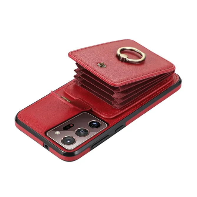 Coque Samsung Galaxy Note 20 Ultra Porte-Cartes Accordéon avec Bague Support