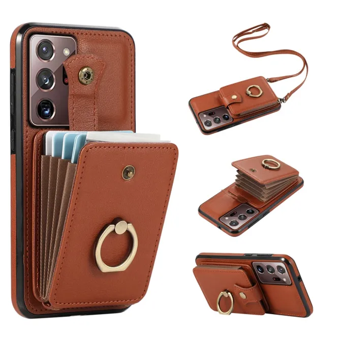 Coque Samsung Galaxy Note 20 Ultra Porte-Cartes Accordéon avec Bague Support