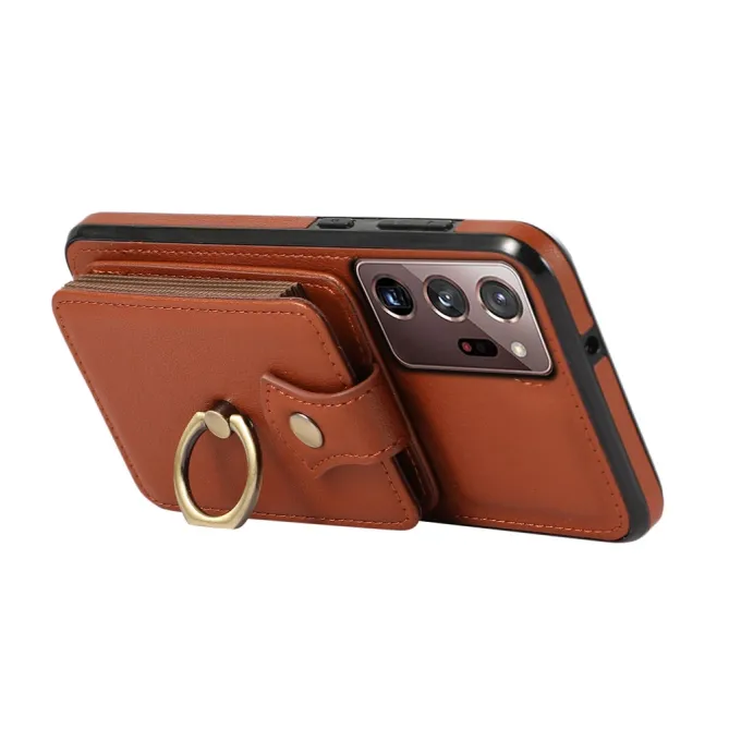 Coque Samsung Galaxy Note 20 Ultra Porte-Cartes Accordéon avec Bague Support