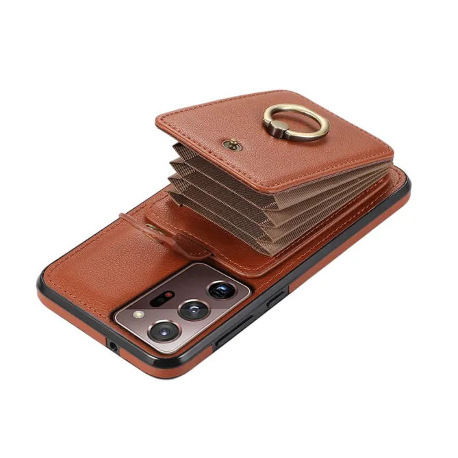 Coque Samsung Galaxy Note 20 Ultra Porte-Cartes Accordéon avec Bague Support