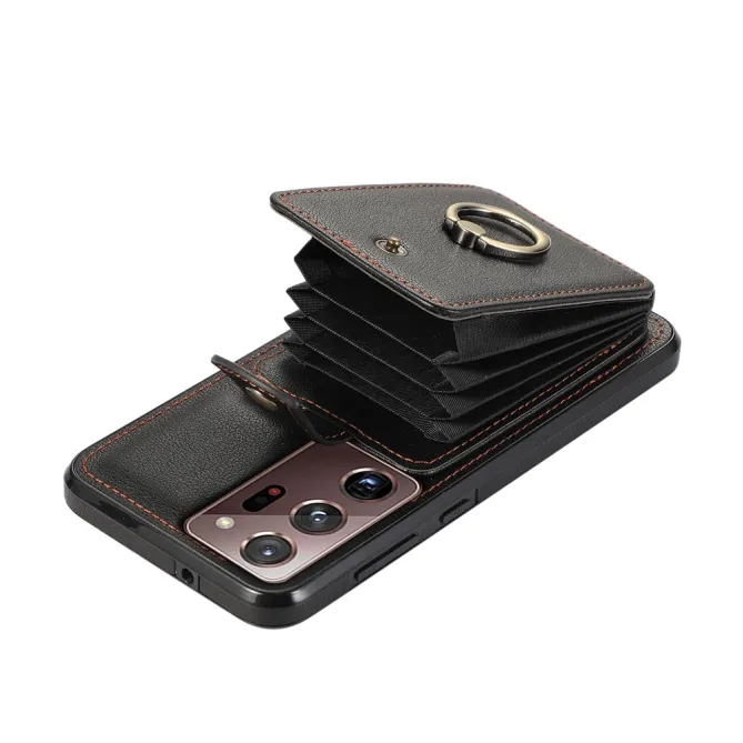 Coque Samsung Galaxy Note 20 Ultra Porte-Cartes Accordéon avec Bague Support