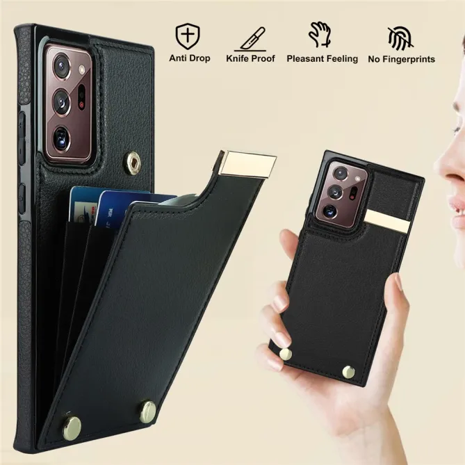 Coque Samsung Galaxy Note 20 Ultra Poche Cartes avec Finition Métallique