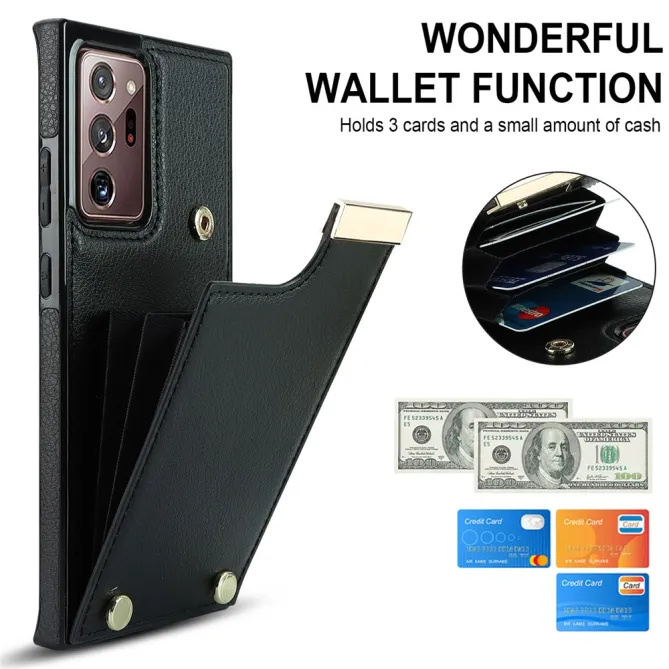 Coque Samsung Galaxy Note 20 Ultra Poche Cartes avec Finition Métallique
