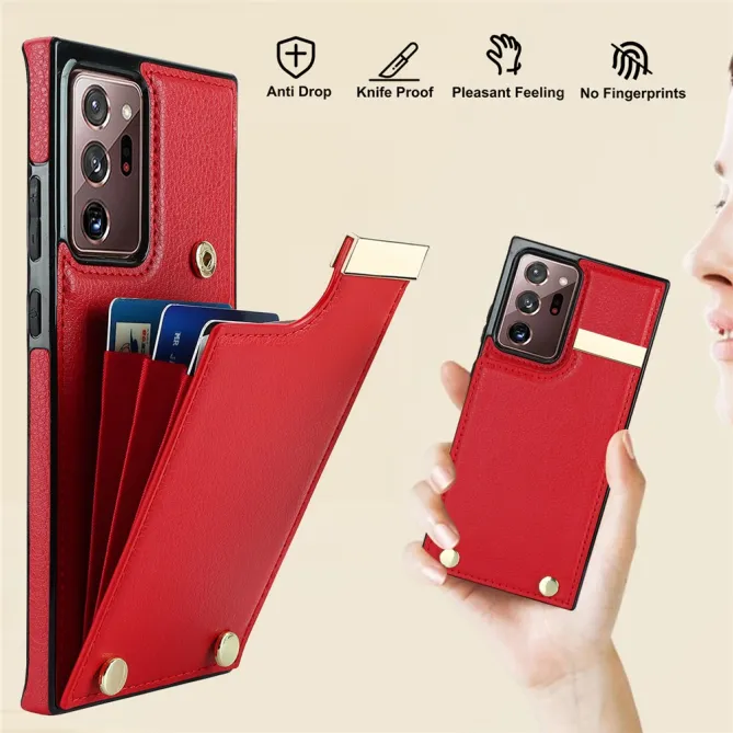 Coque Samsung Galaxy Note 20 Ultra Poche Cartes avec Finition Métallique