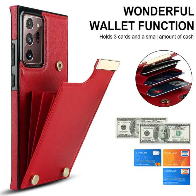 Coque Samsung Galaxy Note 20 Ultra Poche Cartes avec Finition Métallique