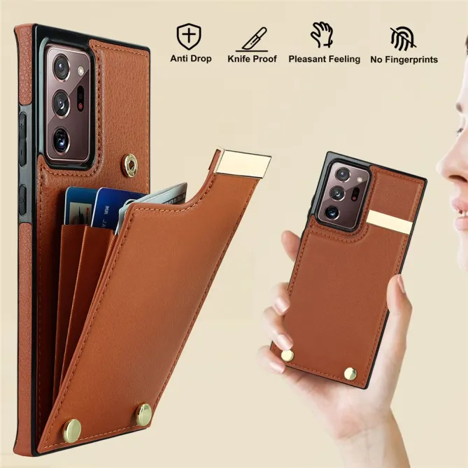 Coque Samsung Galaxy Note 20 Ultra Poche Cartes avec Finition Métallique
