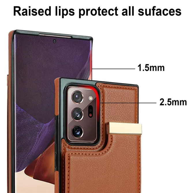 Coque Samsung Galaxy Note 20 Ultra Poche Cartes avec Finition Métallique