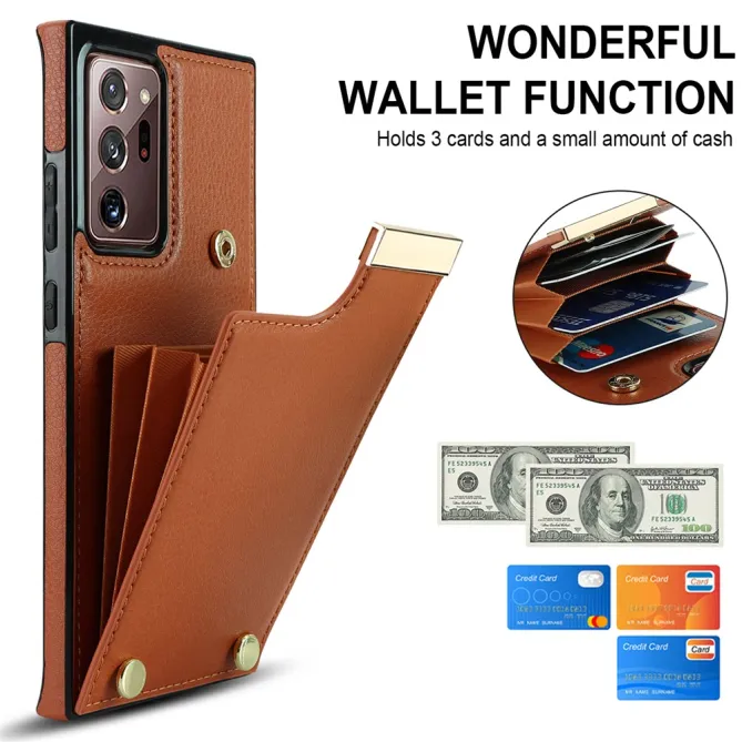 Coque Samsung Galaxy Note 20 Ultra Poche Cartes avec Finition Métallique