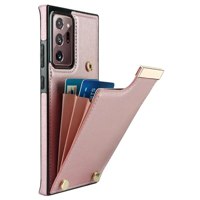 Coque Samsung Galaxy Note 20 Ultra Poche Cartes avec Finition Métallique