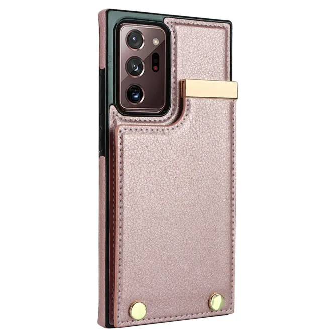 Coque Samsung Galaxy Note 20 Ultra Poche Cartes avec Finition Métallique