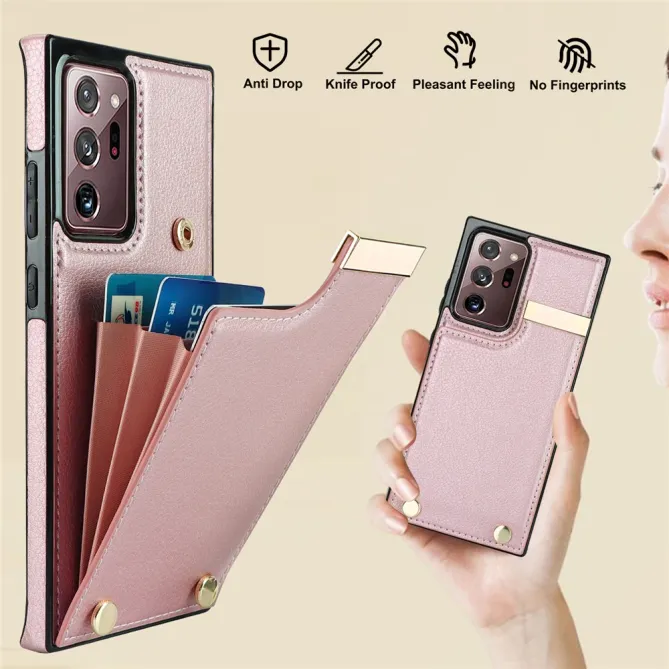 Coque Samsung Galaxy Note 20 Ultra Poche Cartes avec Finition Métallique