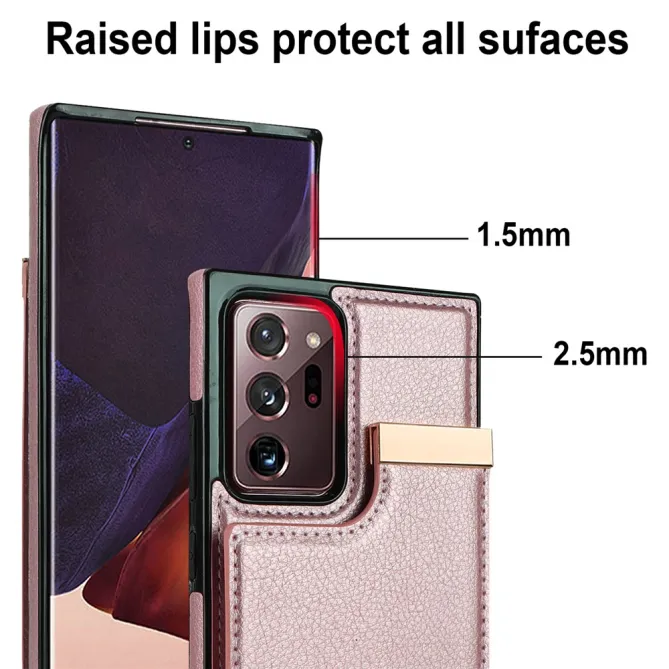 Coque Samsung Galaxy Note 20 Ultra Poche Cartes avec Finition Métallique