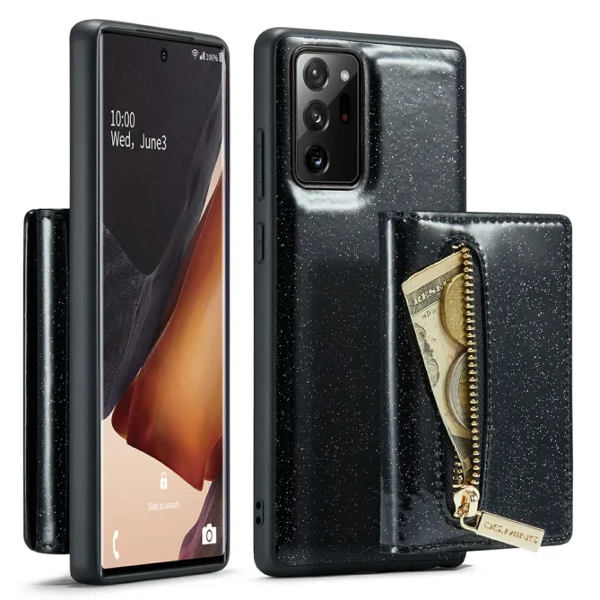 Coque Note 20 Ultra Pailletée Portefeuille Zippé Amovible