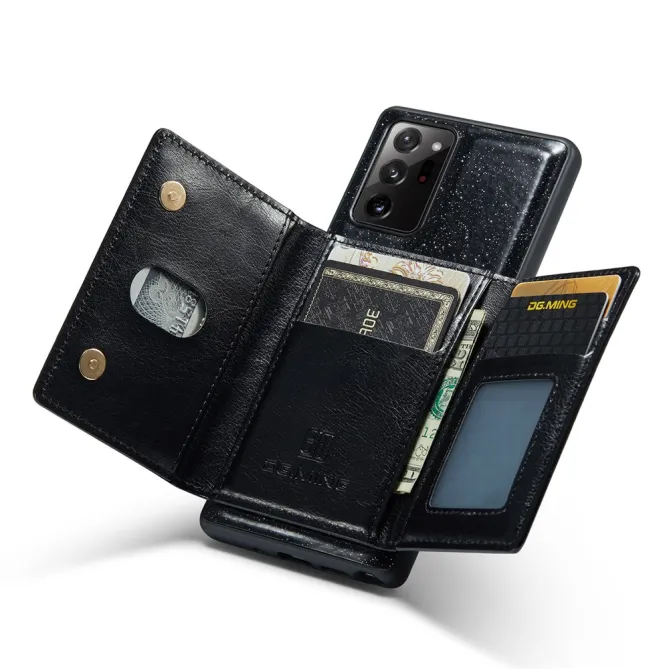 Coque Note 20 Ultra Pailletée Portefeuille Zippé Amovible
