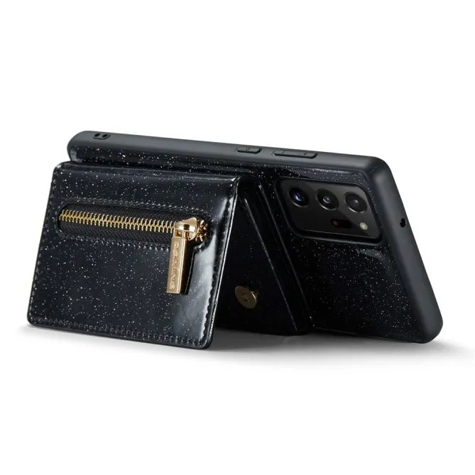Coque Note 20 Ultra Pailletée Portefeuille Zippé Amovible