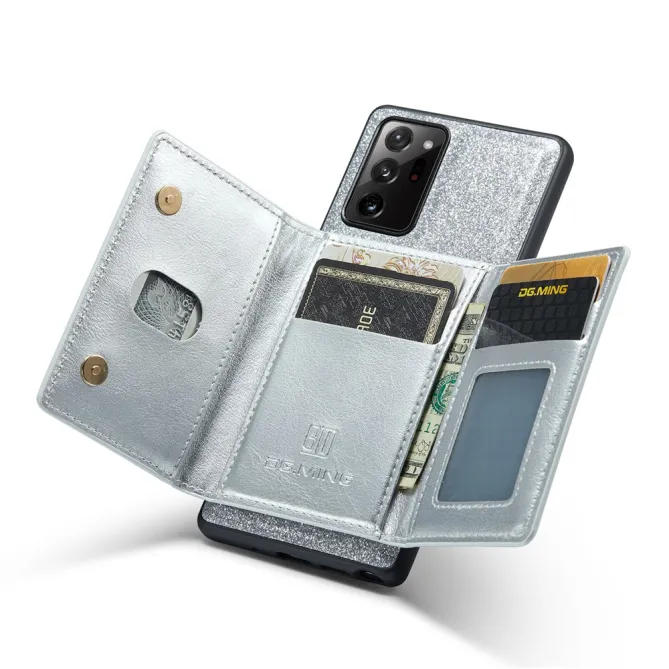 Coque Note 20 Ultra Pailletée Portefeuille Zippé Amovible
