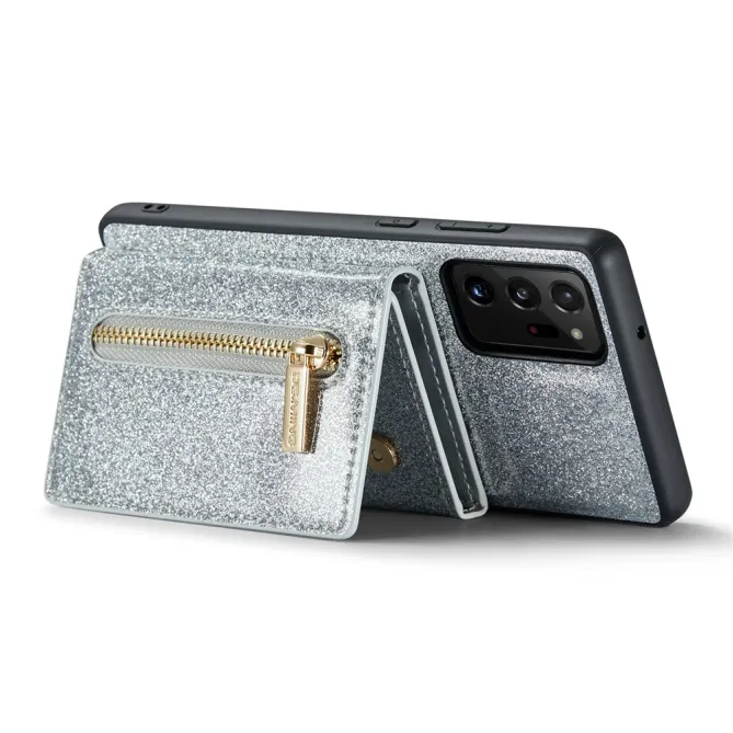 Coque Note 20 Ultra Pailletée Portefeuille Zippé Amovible
