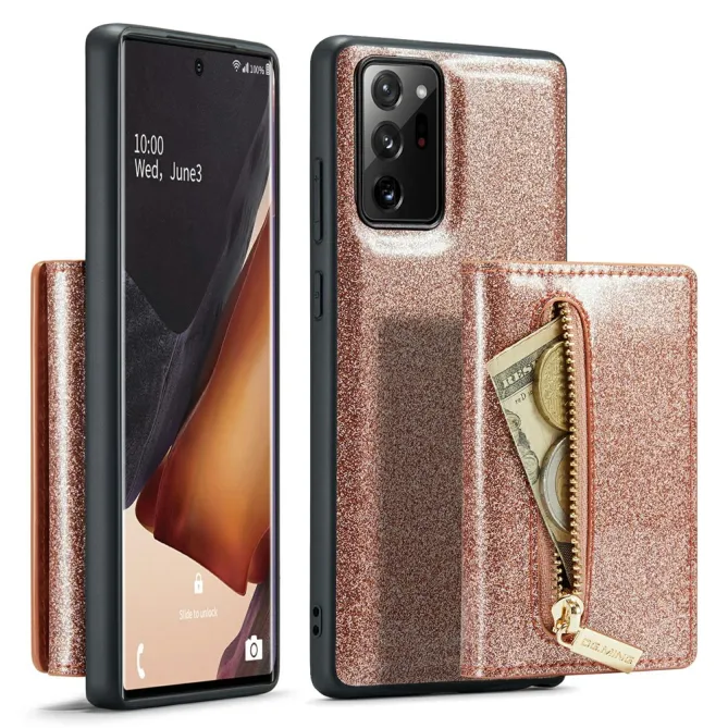 Coque Note 20 Ultra Pailletée Portefeuille Zippé Amovible