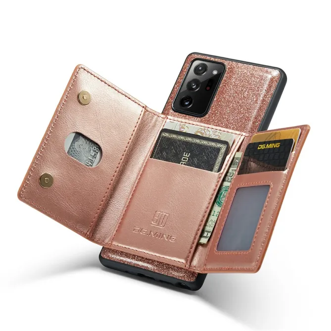 Coque Note 20 Ultra Pailletée Portefeuille Zippé Amovible