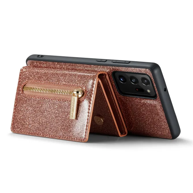Coque Note 20 Ultra Pailletée Portefeuille Zippé Amovible