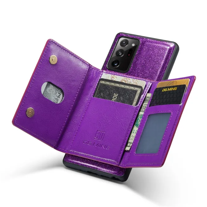 Coque Note 20 Ultra Pailletée Portefeuille Zippé Amovible