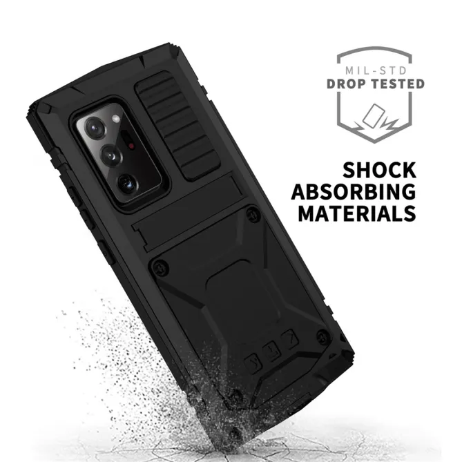 Coque Samsung Galaxy Note 20 Ultra Métal, Silicone et Support Intégré