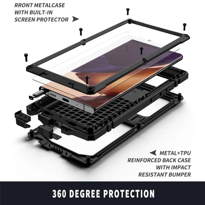 Coque Samsung Galaxy Note 20 Ultra Métal, Silicone et Support Intégré