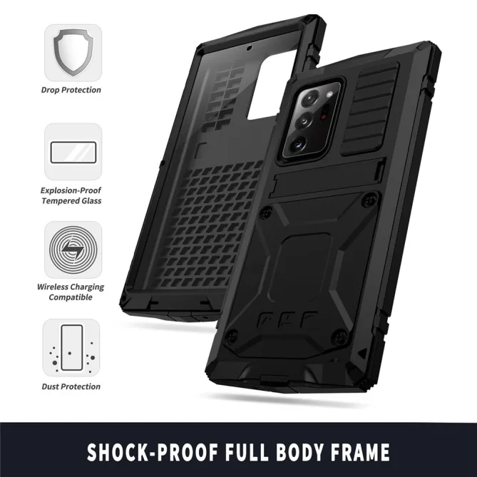 Coque Samsung Galaxy Note 20 Ultra Métal, Silicone et Support Intégré