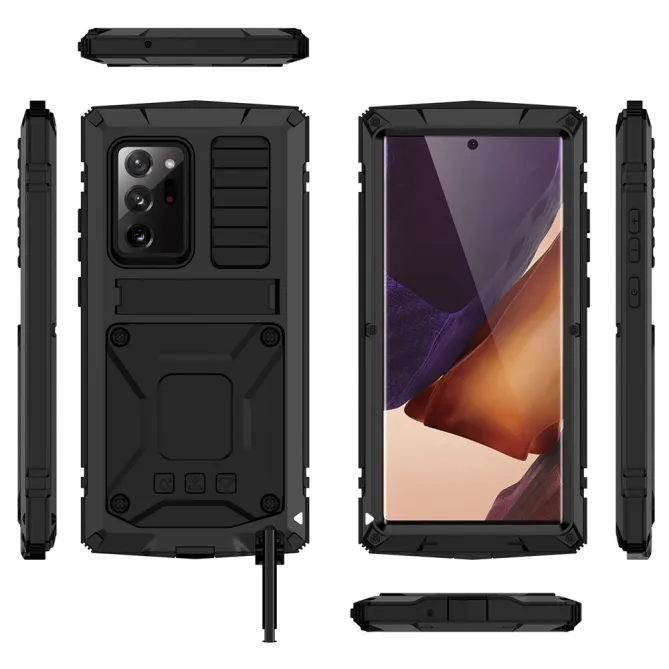 Coque Samsung Galaxy Note 20 Ultra Métal, Silicone et Support Intégré