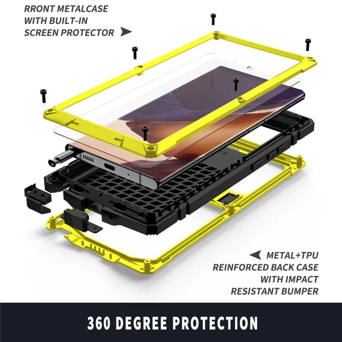 Coque Samsung Galaxy Note 20 Ultra Métal, Silicone et Support Intégré