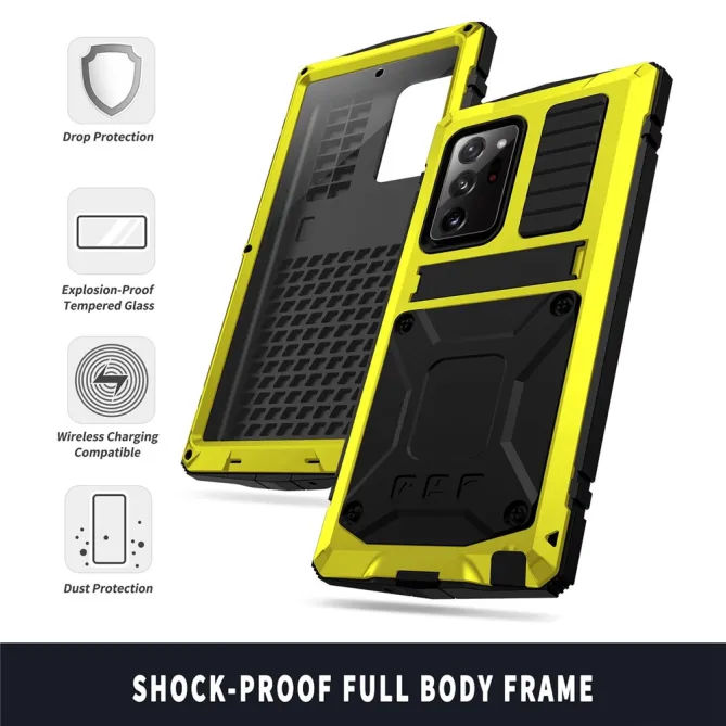 Coque Samsung Galaxy Note 20 Ultra Métal, Silicone et Support Intégré