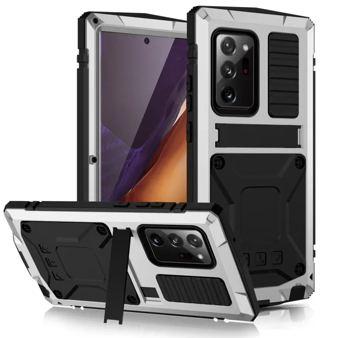 Coque Samsung Galaxy Note 20 Ultra Métal, Silicone et Support Intégré